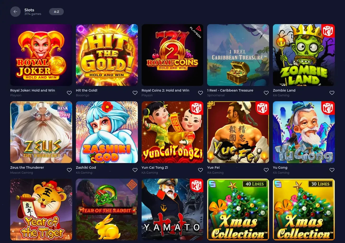 Winspirit Casino Spielauswahl